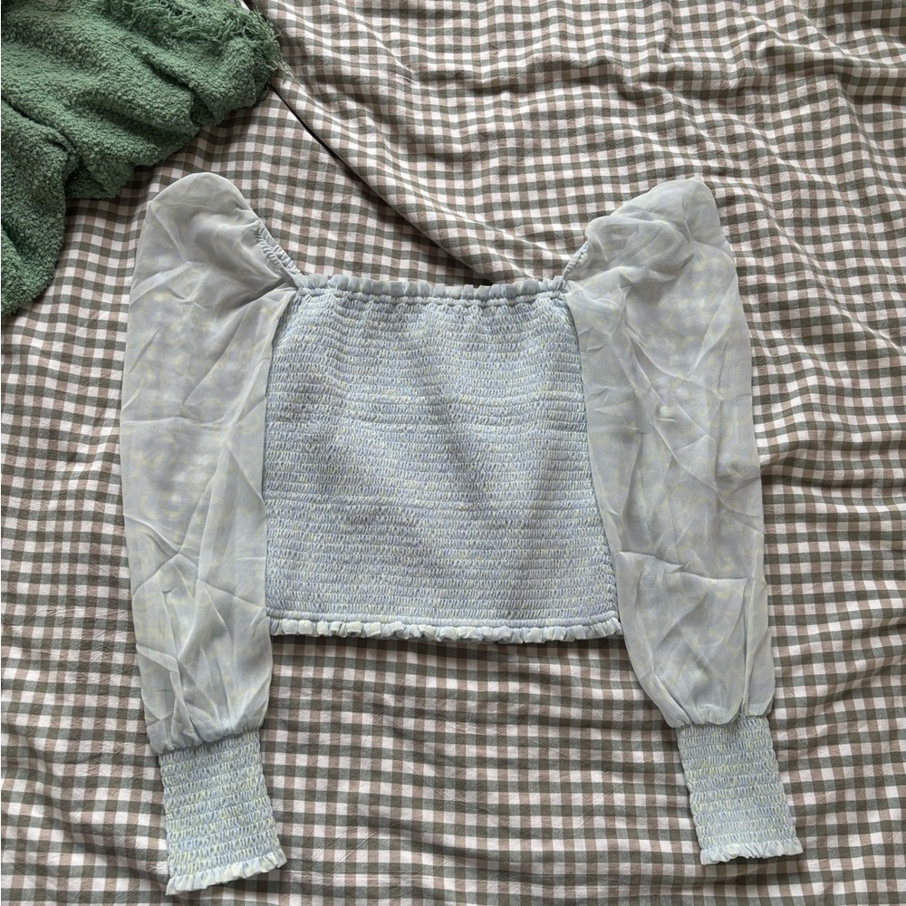 Wilfred Blue Fitted Puff Sleeve Blouse